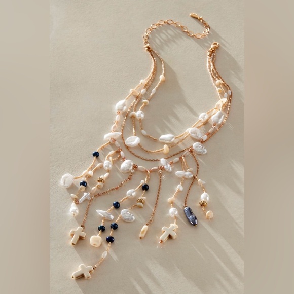 Free People Ariana Ost something beautiful Boho Pearl and Bead Necklace - Picture 2 of 7